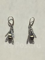Серьги пчела бижутерия украшение серёжки натуральные камни стиль мода